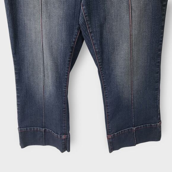 Vintage Y2K Vigoss Jeans Cropped Wide Leg Denim Sz 15/16 Red Stitching 90s 2000s - Picture 3 of 12